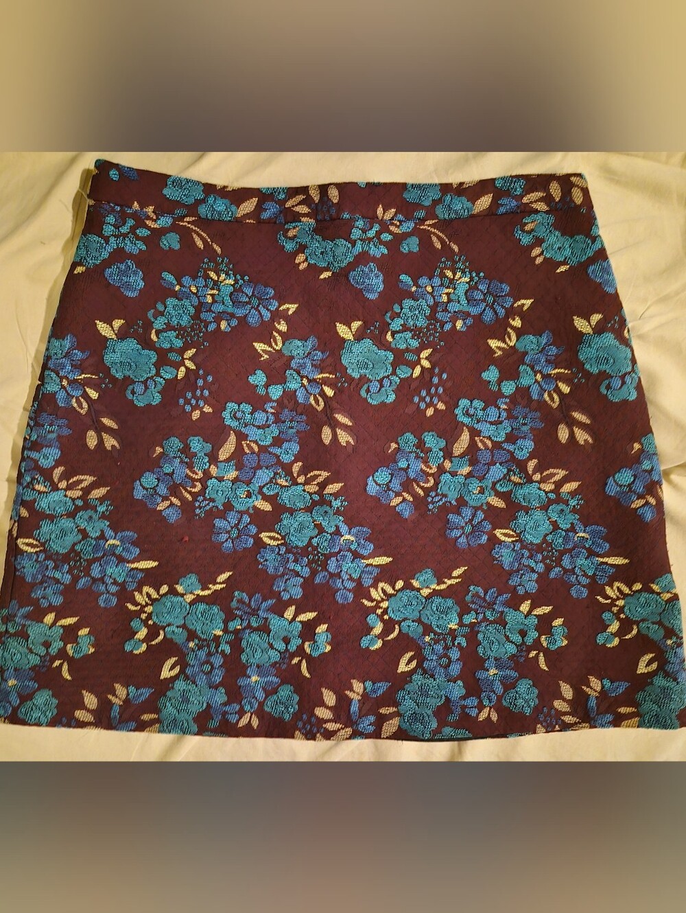 Topshop Floral Jacquard Brocade High Waisted Colorful PA-Line Mini Skirt 8